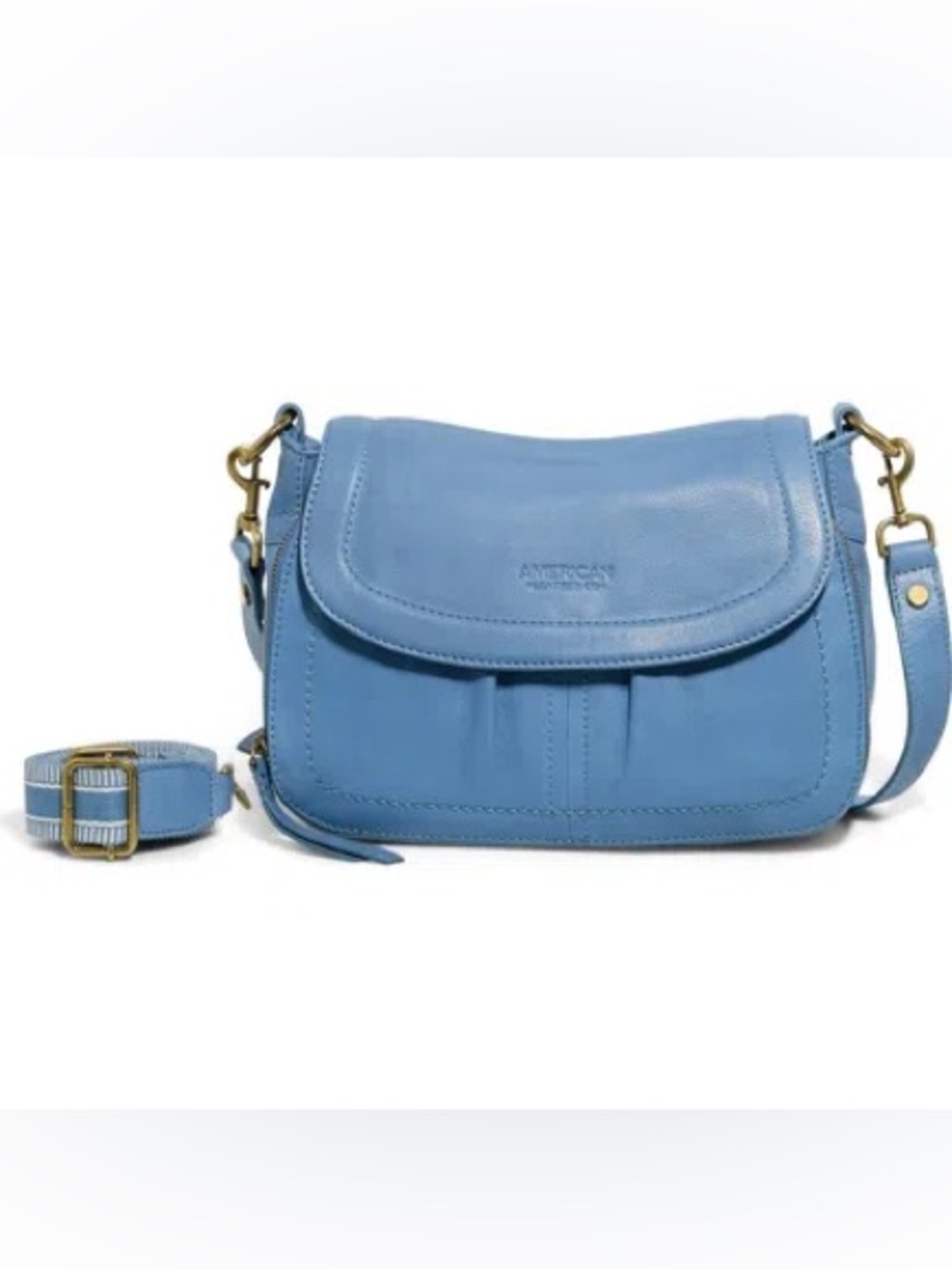 American Vintage Light Blue Leather Crossbody Saddle Bag